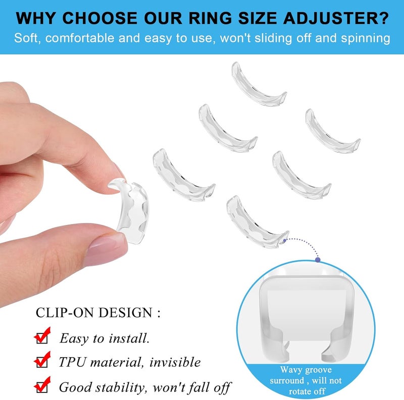 Eiito Ring Sizers for Loose Rings, 6 Pack Invisible Ring Size Adjuster for Women Men, Reduces Size by 0.5-1.5, Rings Guard Spacer Tightener Resizer, Fits 1-4mm Wide Bands - Image 3